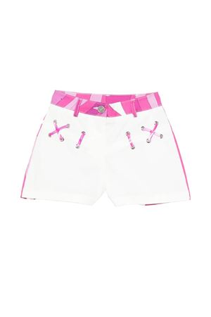bermuda in cotone bianco e rosa EMILIO PUCCI KIDS | PY6B19G0199100FU